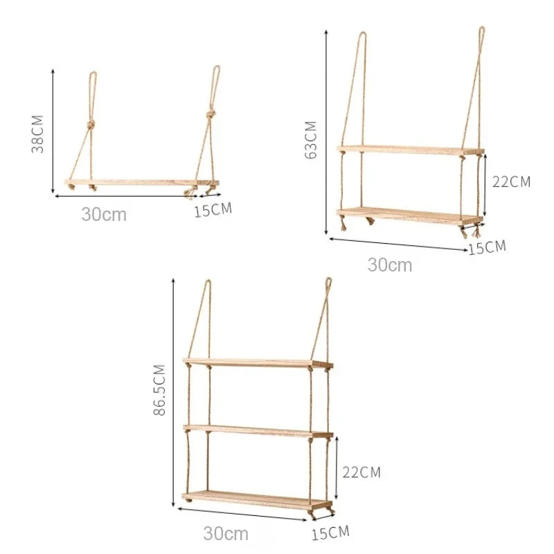 Hanging Wood Wall Shelf